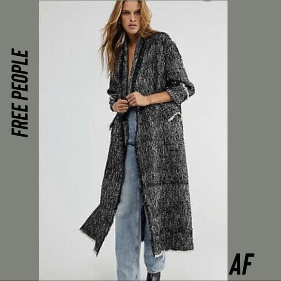 FREE PEOPLE QUIET HOUR TRENCH TWEED COAT M/L NEW - Picture 1 of 7